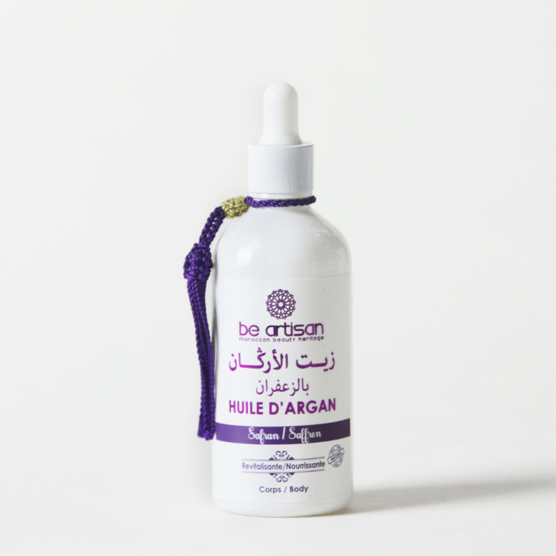 Huile d’Argan Aromatisée au Safran – Éclat et Régénération Naturelle