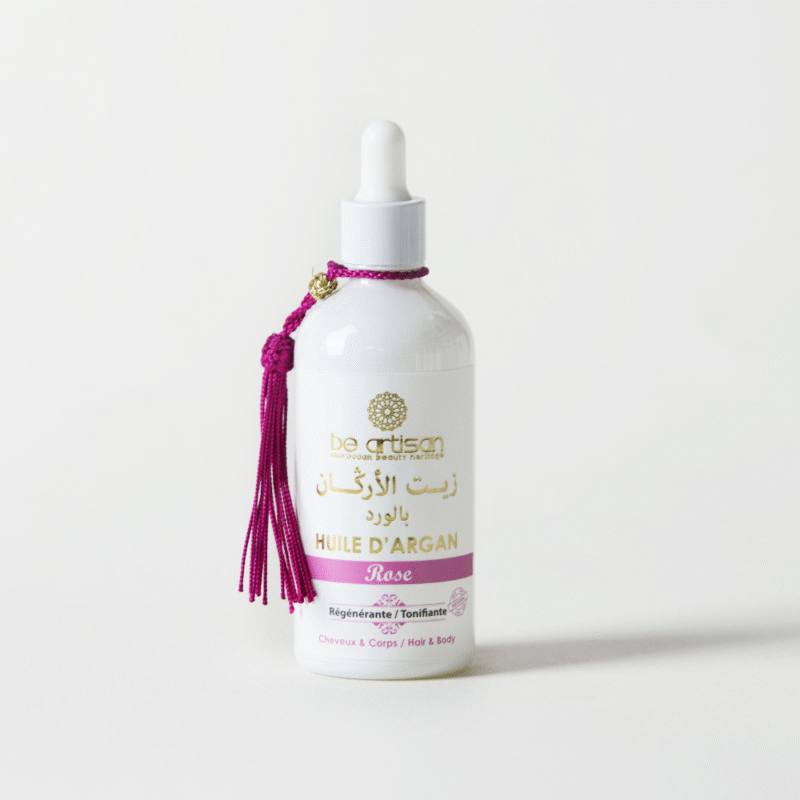 Huile d’Argan Aromatisée à la Rose – Élégance Florale et Soin Naturel