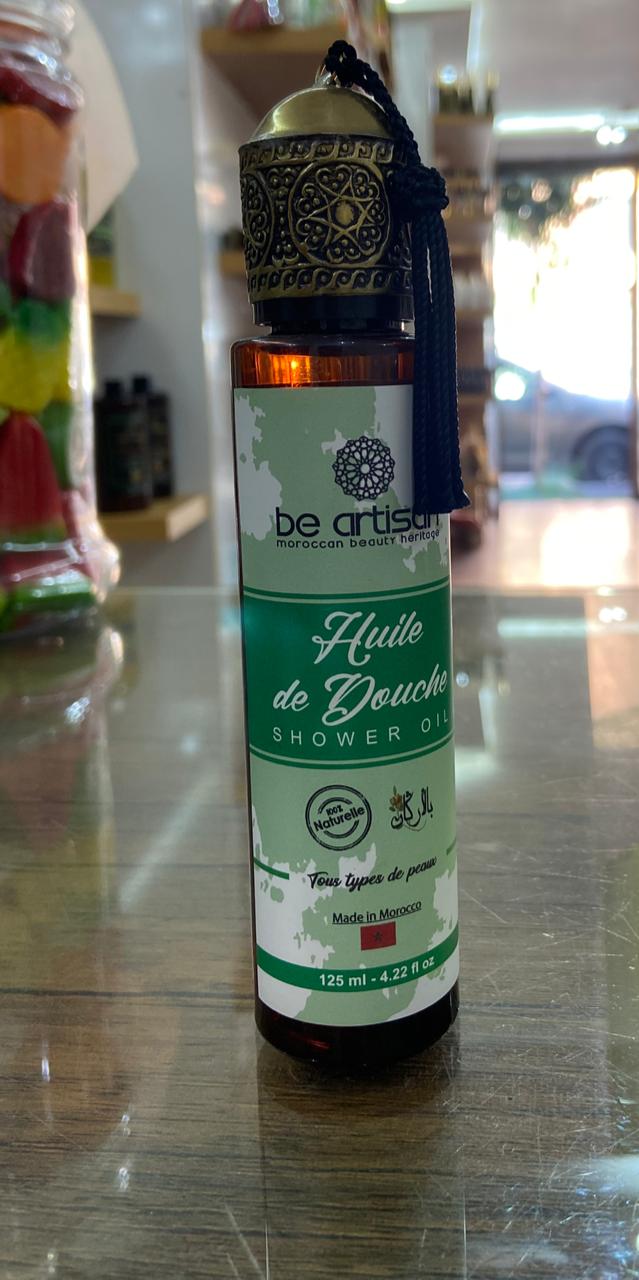 Huile douche naturelle Maroc Be Artisan flacon vert 125ml corps visage