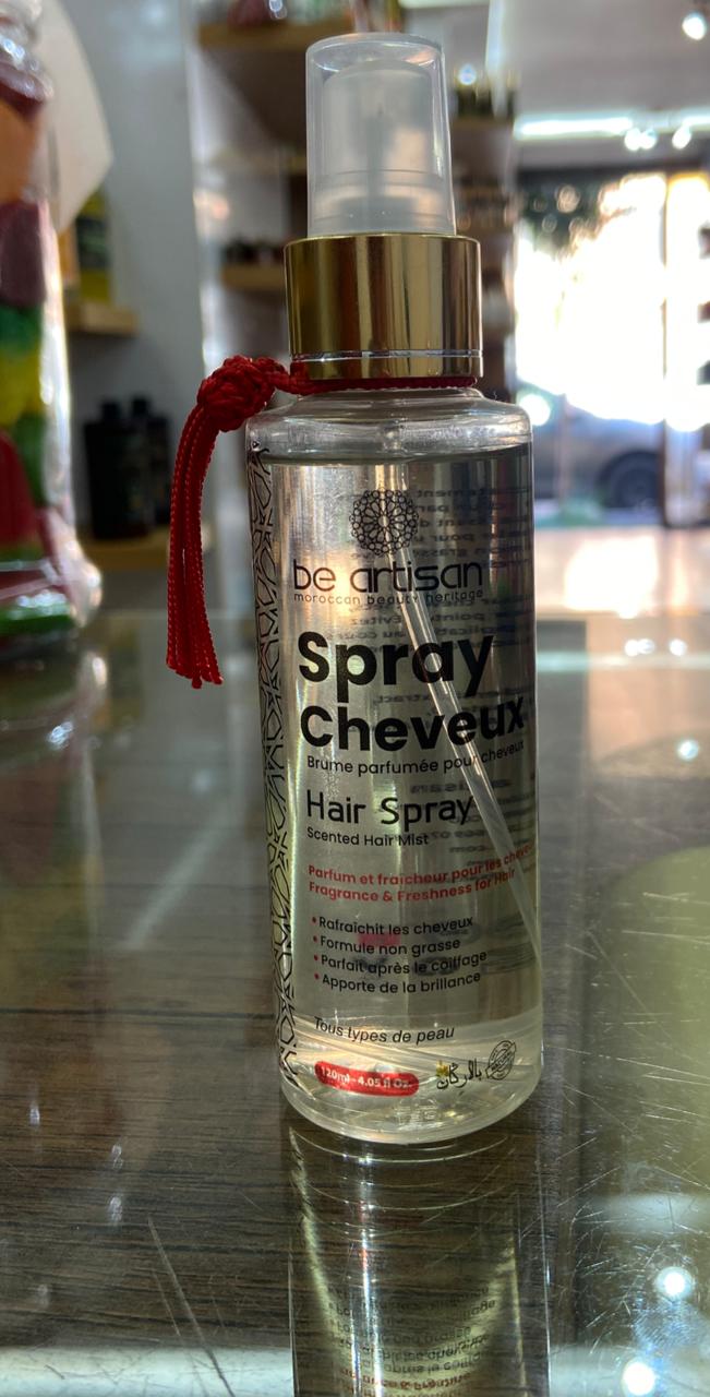 Spray cheveux parfumé Maroc Be Artisan flacon transparent brume capillaire 125ml